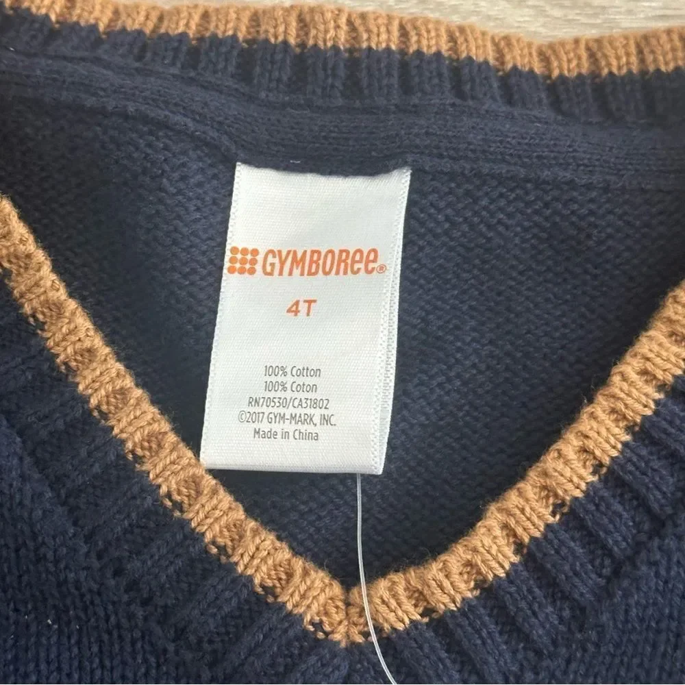 NWT Gymboree Toddler Boys 4T‎ Sweater Vest Navy Tan Holiday Preppy Christmas